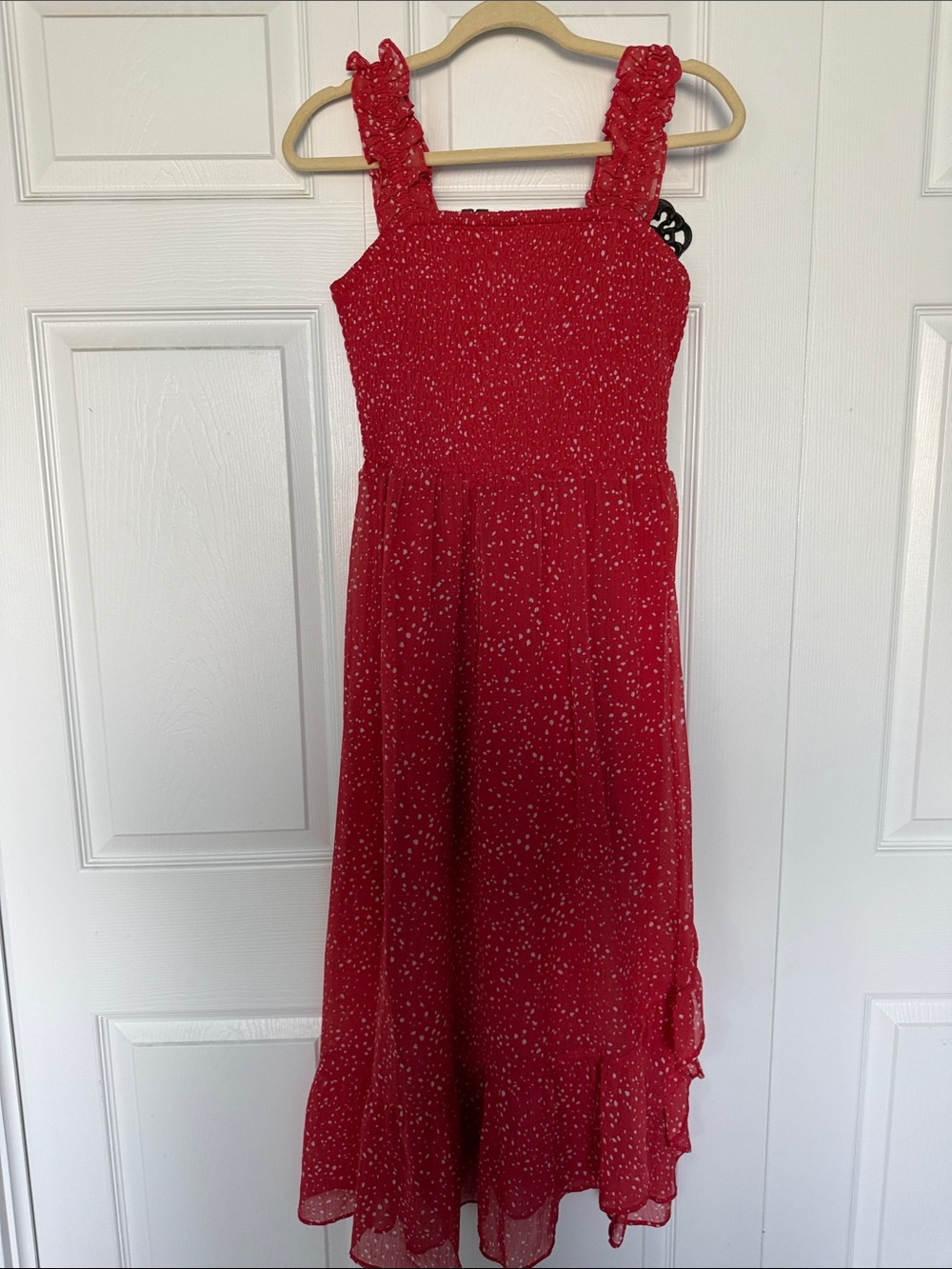 Maurices Red Smocked Sundress with Ruffle Straps
